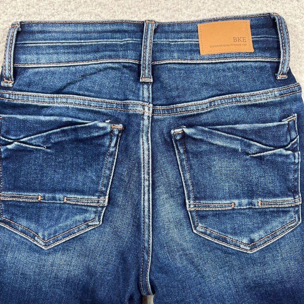 BKE Stella Jeans Women 25x29.5 Mid Rise Slim Tailored Bootcut Stretch Whiskered - Picture 11 of 12